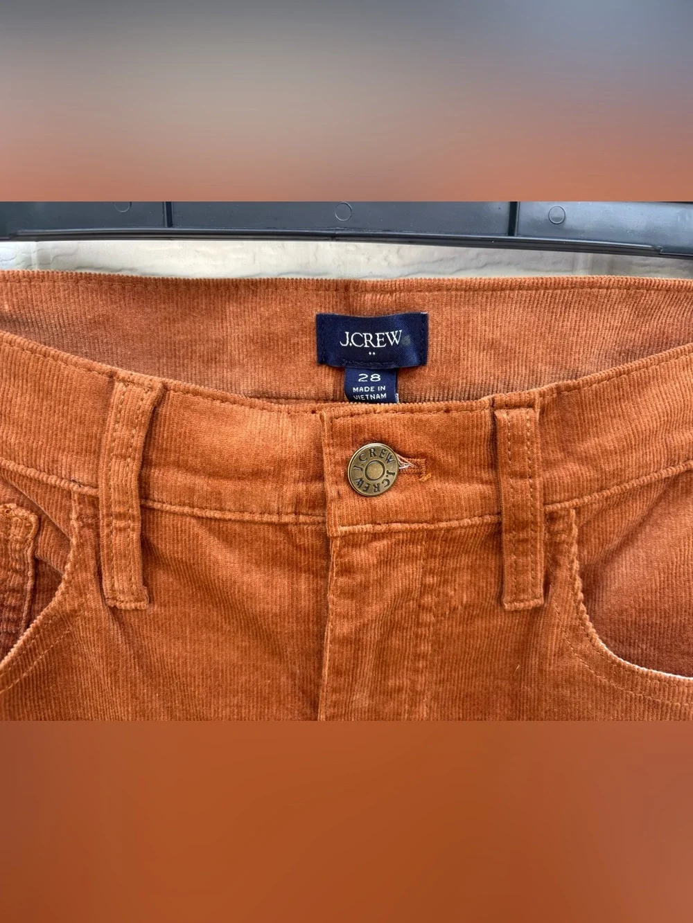 J.Crew Corduroy Essential Straight Pants Size 28 Copper Brown NWOT